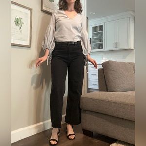 Alex Marie Balloon Sleeve Striped Blue Top